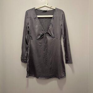 Zara Grey Satin Dress